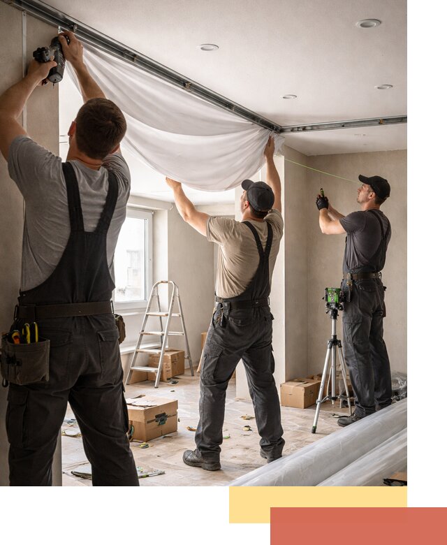 Монтаж парящего натяжного потолка под ключ в Пушкине