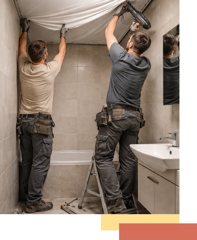 Монтаж натяжного потолка в ванной в Пушкине быстро и качественно