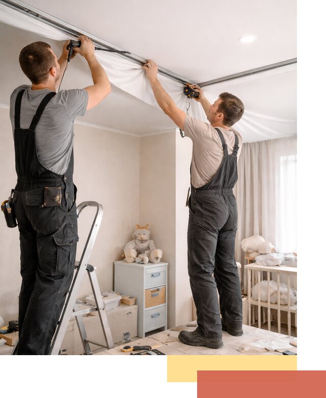 Монтаж натяжного потолка в детской комнате в Пушкине