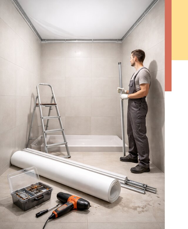 Монтаж натяжного потолка в санузле в Пушкине от 2001 руб. — ОТДЕЛОЧНИК-Пшн