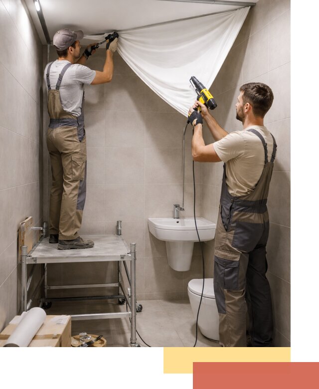 Монтаж натяжного потолка в санузле в Пушкине