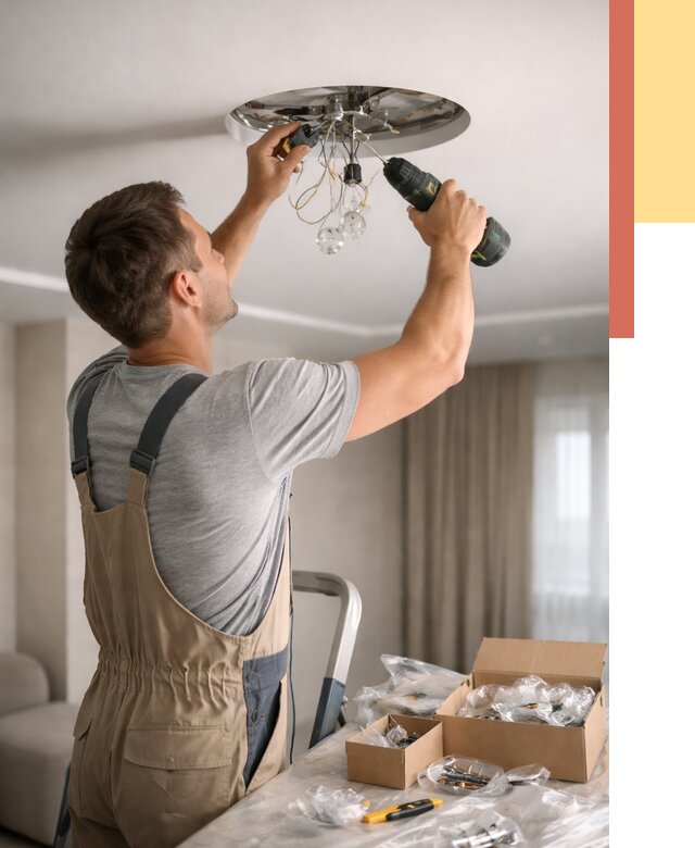 Установка люстры в натяжной потолок в Пушкине от 1298 руб. | Быстро и недорого — ОТДЕЛОЧНИК-Пшн