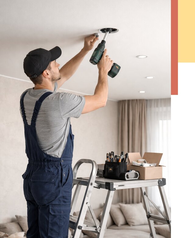 Установка и монтаж точечных светильников в натяжной потолок в Пушкине от 1947 руб. | ОТДЕЛОЧНИК-Пшн