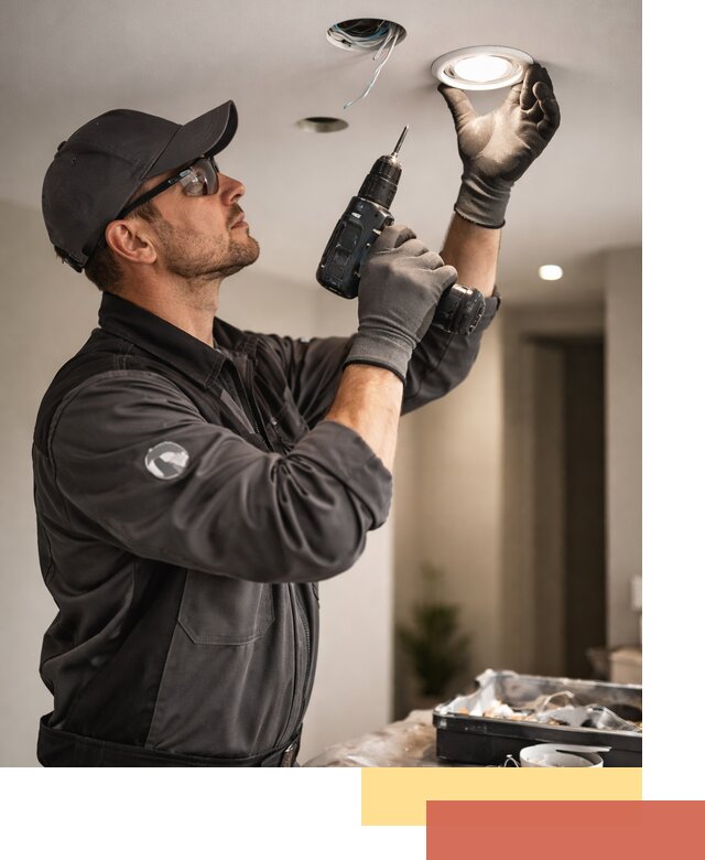 Установка точечных светильников в натяжной потолок в Пушкине