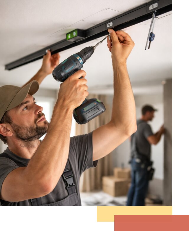 Установка трековых светильников в натяжной потолок в Пушкине