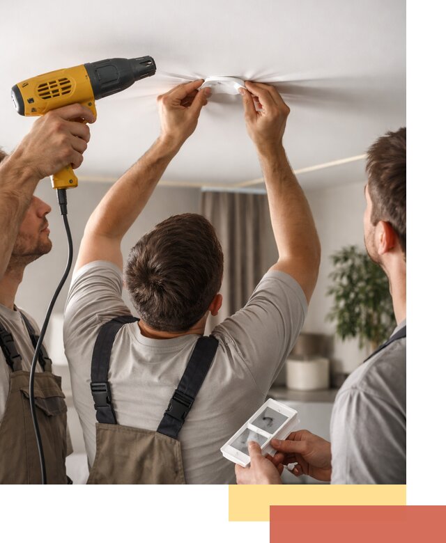 Ремонт прокола полотна натяжного потолка в Пушкине