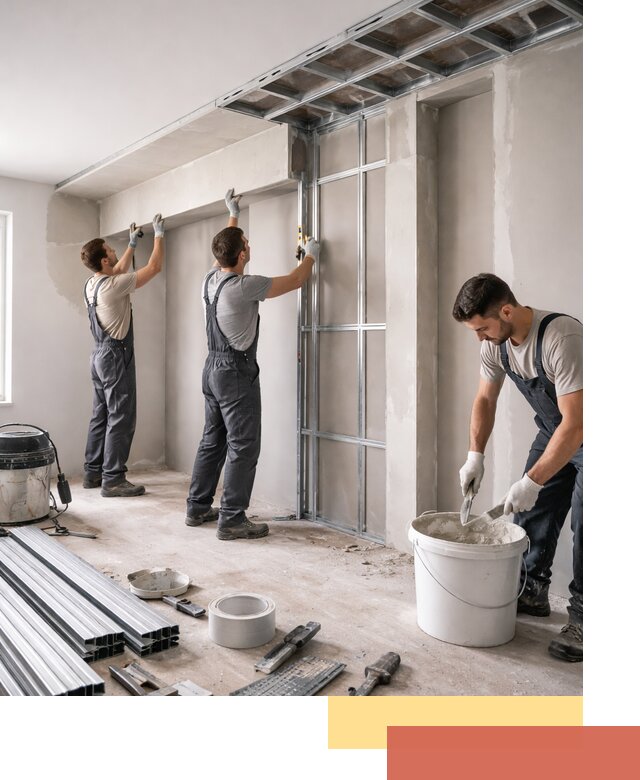 Монтаж потолка из гипсокартона с нишей в Пушкине