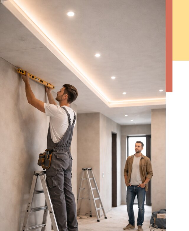 Потолок из гипсокартона с подсветкой в Пушкине от 811 руб./м2 под ключ | ОТДЕЛОЧНИК-Пшн