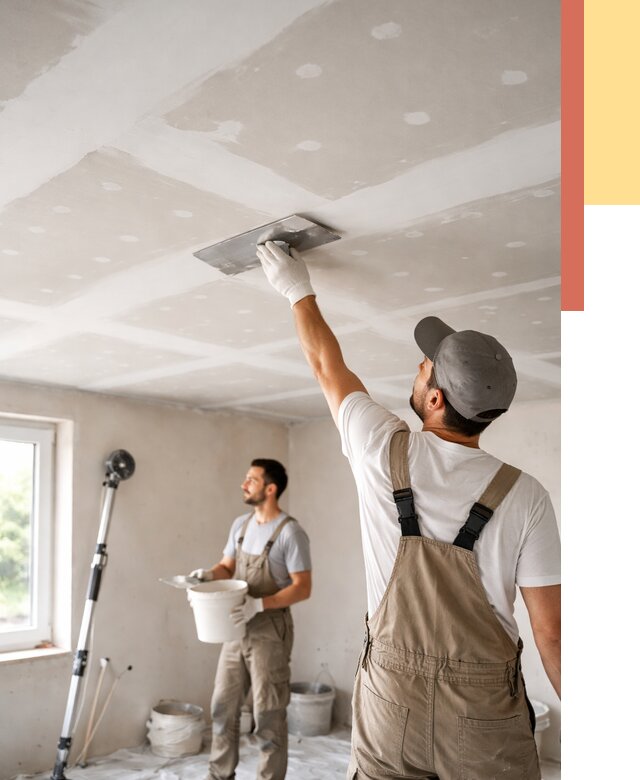 Шпаклевка потолка из гипсокартона в Пушкине от 3461 руб./м2 — услуги под ключ | ОТДЕЛОЧНИК-Пшн