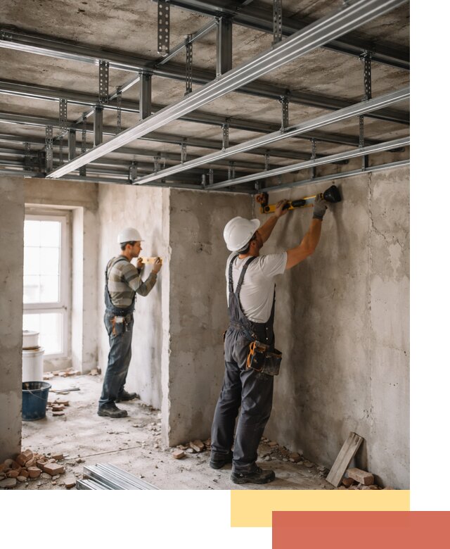 Монтаж каркаса потолка из профильного профиля в Пушкине