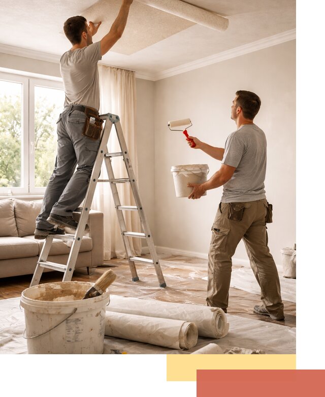 Поклейка обоев на потолок в Пушкине — качественно и быстро