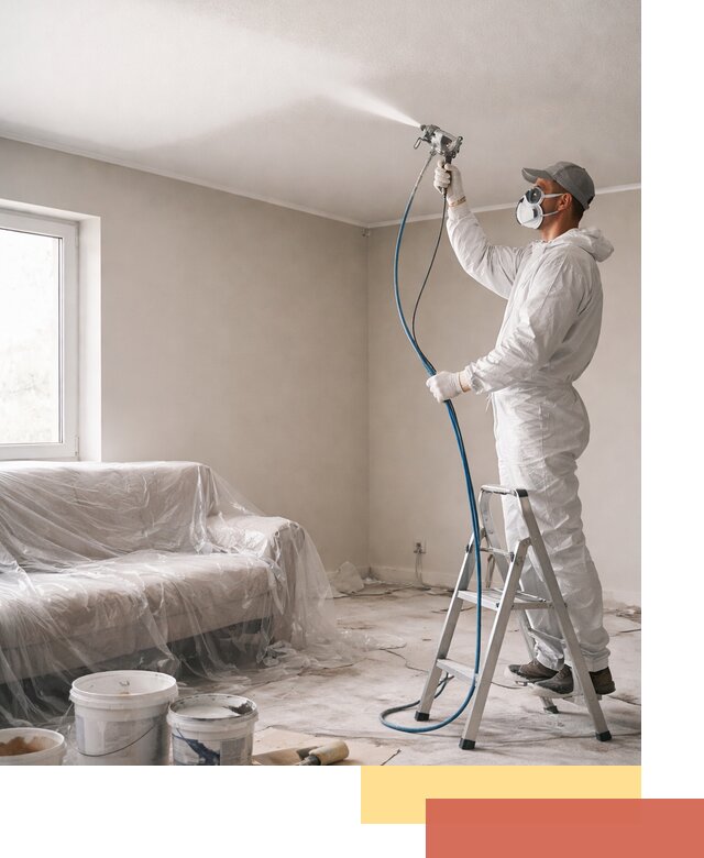 Покраска потолка краскопультом в Пушкине быстро и качественно